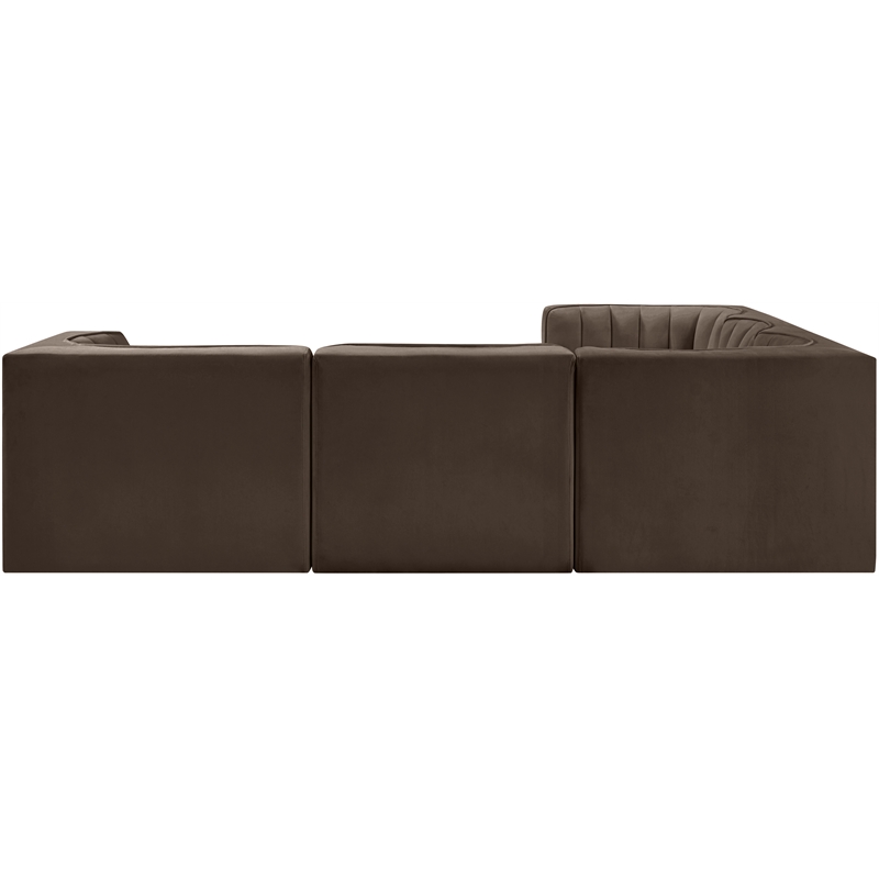 Meridian Furniture Rummi Brown Velvet Performance Fabric 5pc. Modular Sectional