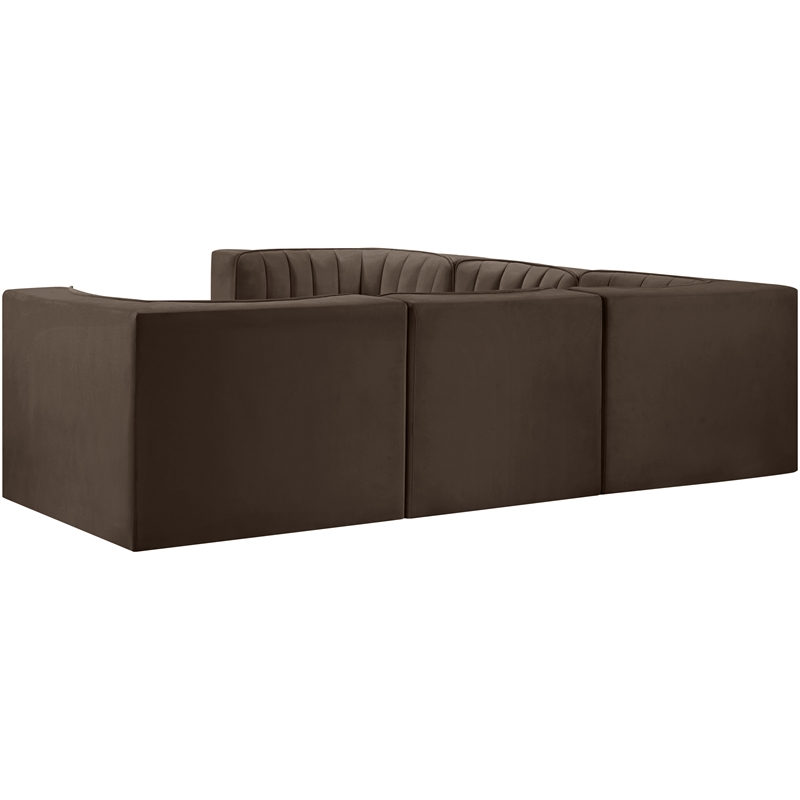 Meridian Furniture Rummi Brown Velvet Performance Fabric 5pc. Modular Sectional