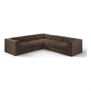 Meridian Furniture Rummi Brown Velvet Performance Fabric 5pc. Modular Sectional