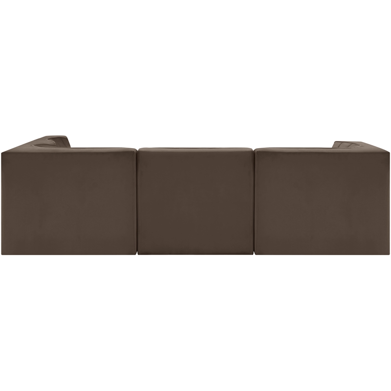 Meridian Furniture Rummi Brown Velvet Performance Fabric 5pc. Modular Sectional