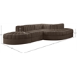 Meridian Furniture Rummi Brown Velvet Performance Fabric 5pc. Modular Sectional