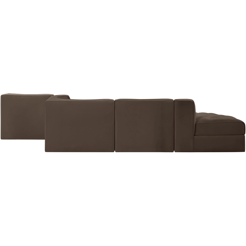 Meridian Furniture Rummi Brown Velvet Performance Fabric 5pc. Modular Sectional