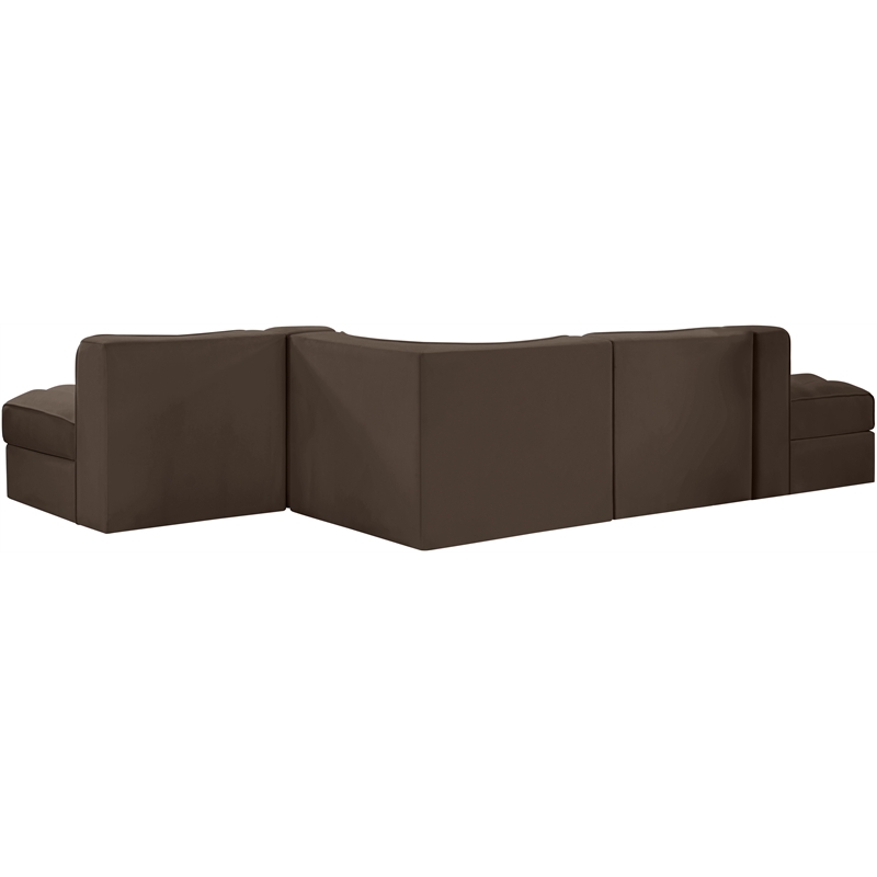 Meridian Furniture Rummi Brown Velvet Performance Fabric 5pc. Modular Sectional