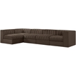 Meridian Furniture Rummi Brown Velvet Performance Fabric 5pc. Modular Sectional