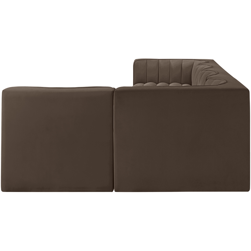 Meridian Furniture Rummi Brown Velvet Performance Fabric 5pc. Modular Sectional