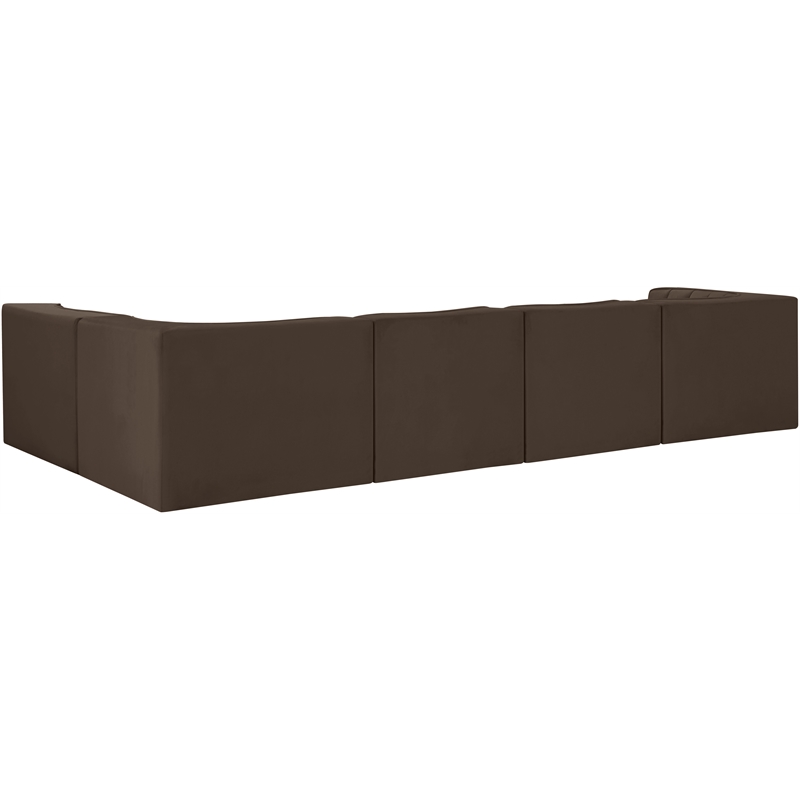 Meridian Furniture Rummi Brown Velvet Performance Fabric 5pc. Modular Sectional