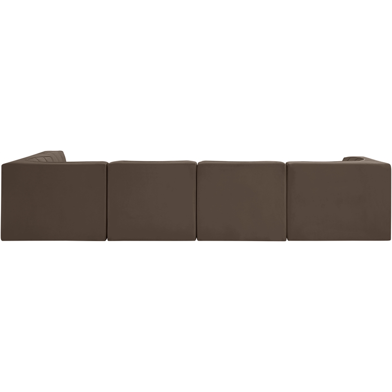 Meridian Furniture Rummi Brown Velvet Performance Fabric 5pc. Modular Sectional