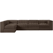 Meridian Furniture Rummi Brown Velvet Performance Fabric 5pc. Modular Sectional