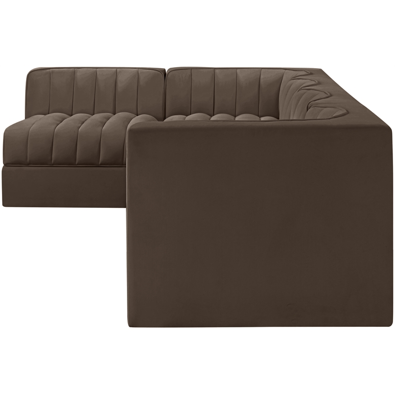 Meridian Furniture Rummi Brown Velvet Performance Fabric 5pc. Modular Sectional