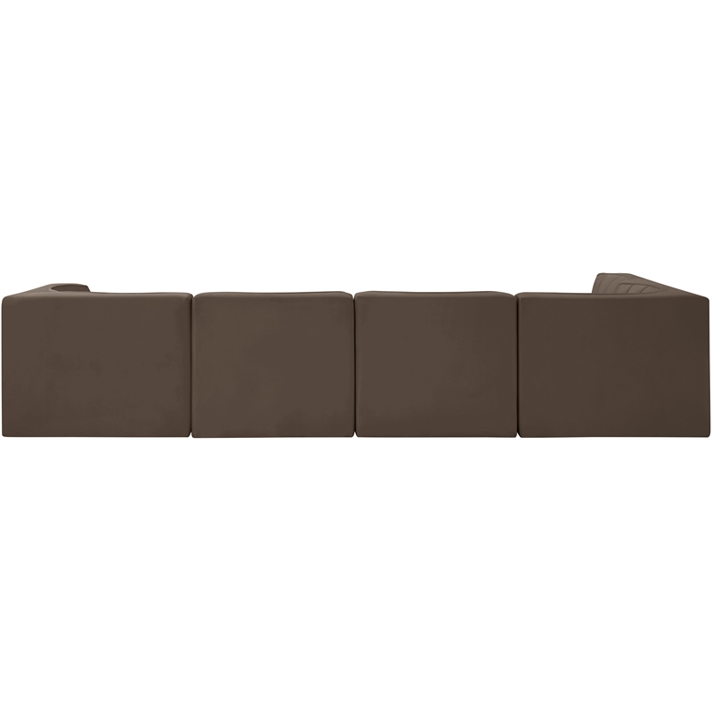Meridian Furniture Rummi Brown Velvet Performance Fabric 5pc. Modular Sectional