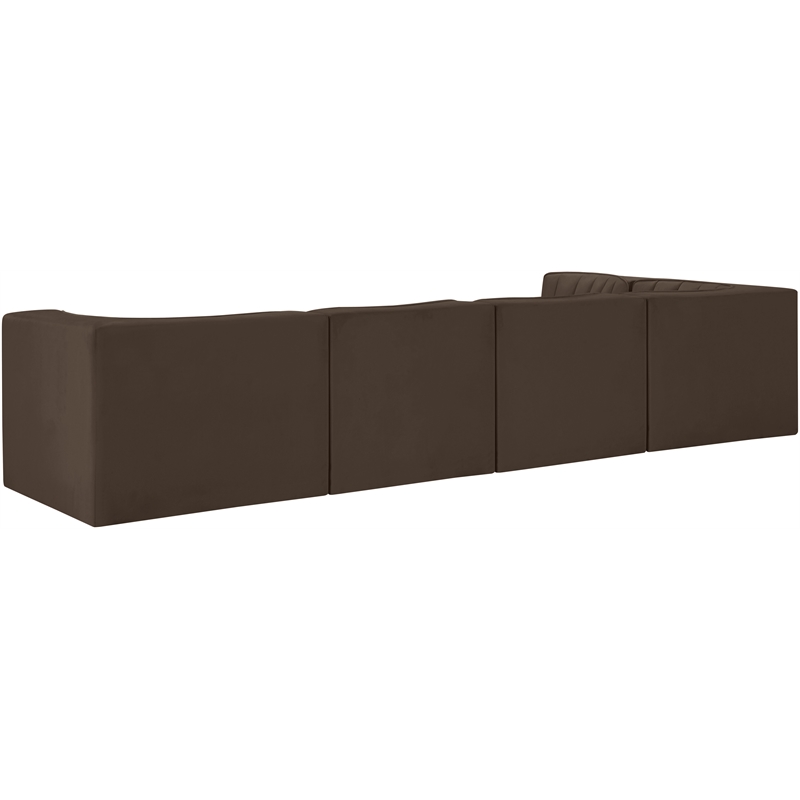 Meridian Furniture Rummi Brown Velvet Performance Fabric 5pc. Modular Sectional