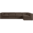Meridian Furniture Rummi Brown Velvet Performance Fabric 5pc. Modular Sectional