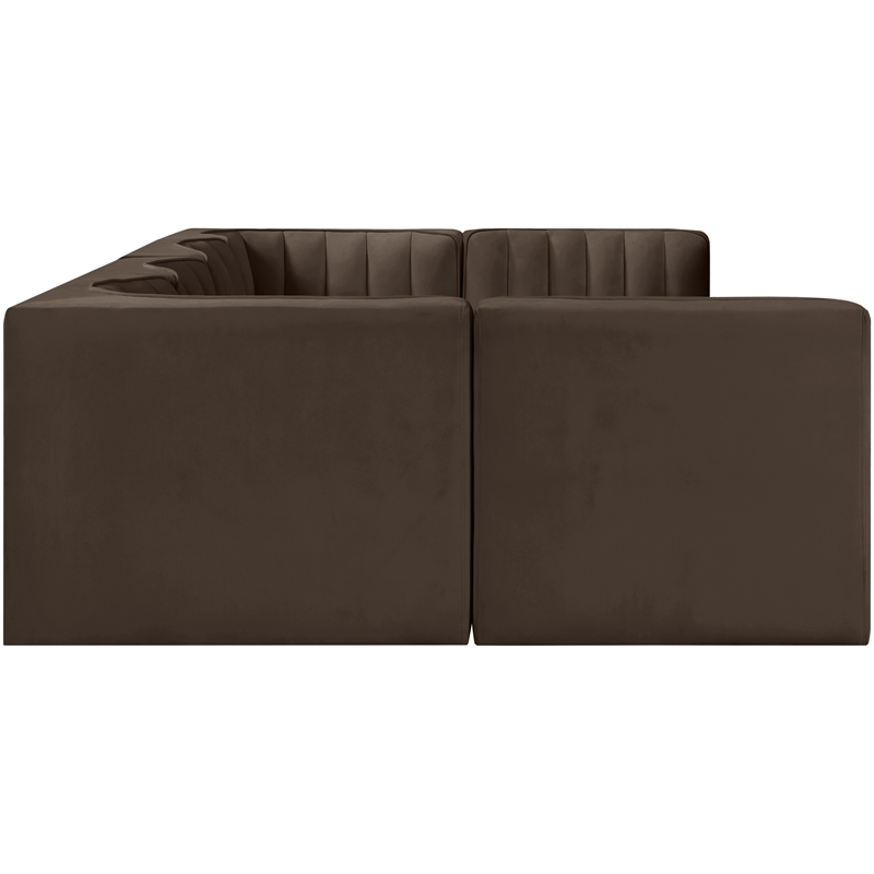 Meridian Furniture Rummi Brown Velvet Performance Fabric 6pc. Modular Sectional