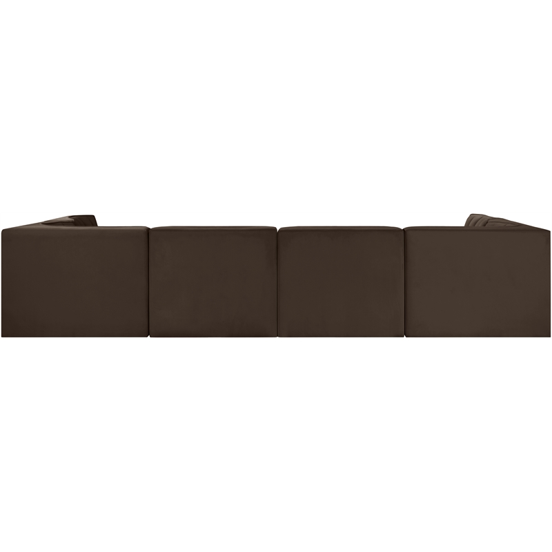 Meridian Furniture Rummi Brown Velvet Performance Fabric 6pc. Modular Sectional