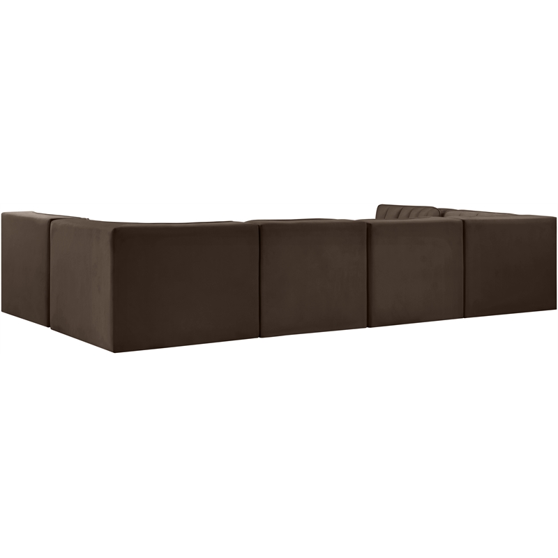 Meridian Furniture Rummi Brown Velvet Performance Fabric 6pc. Modular Sectional