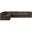 Meridian Furniture Rummi Brown Velvet Performance Fabric 6pc. Modular Sectional