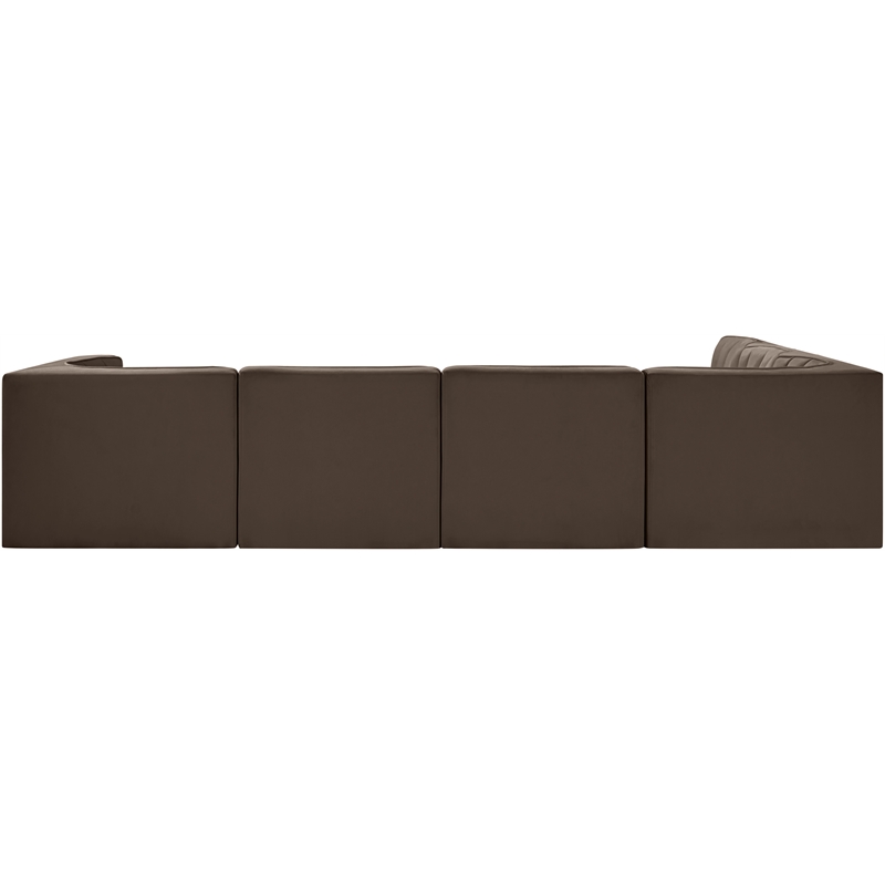 Meridian Furniture Rummi Brown Velvet Performance Fabric 6pc. Modular Sectional
