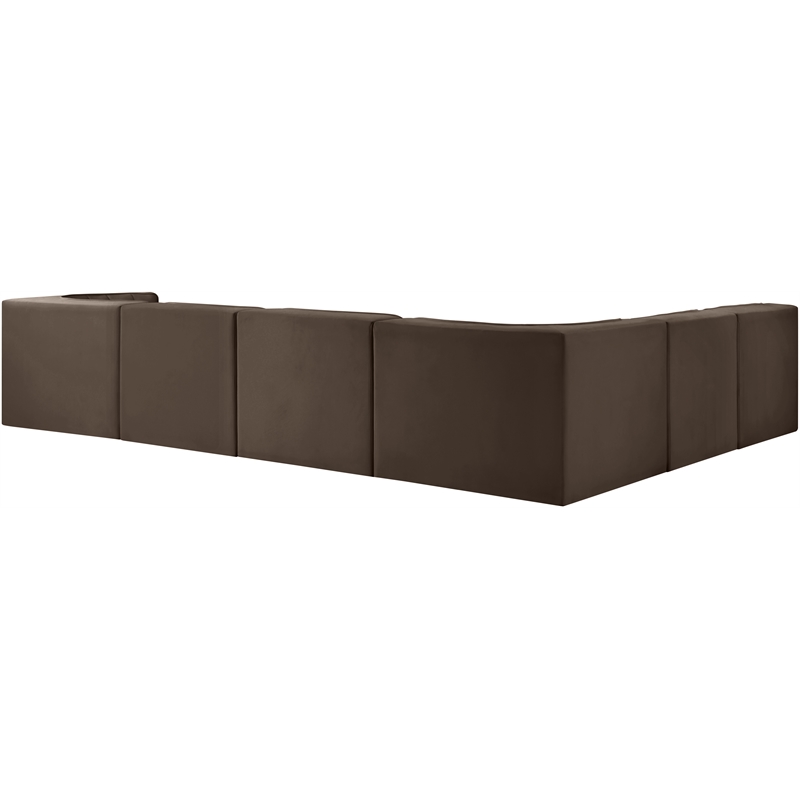 Meridian Furniture Rummi Brown Velvet Performance Fabric 6pc. Modular Sectional