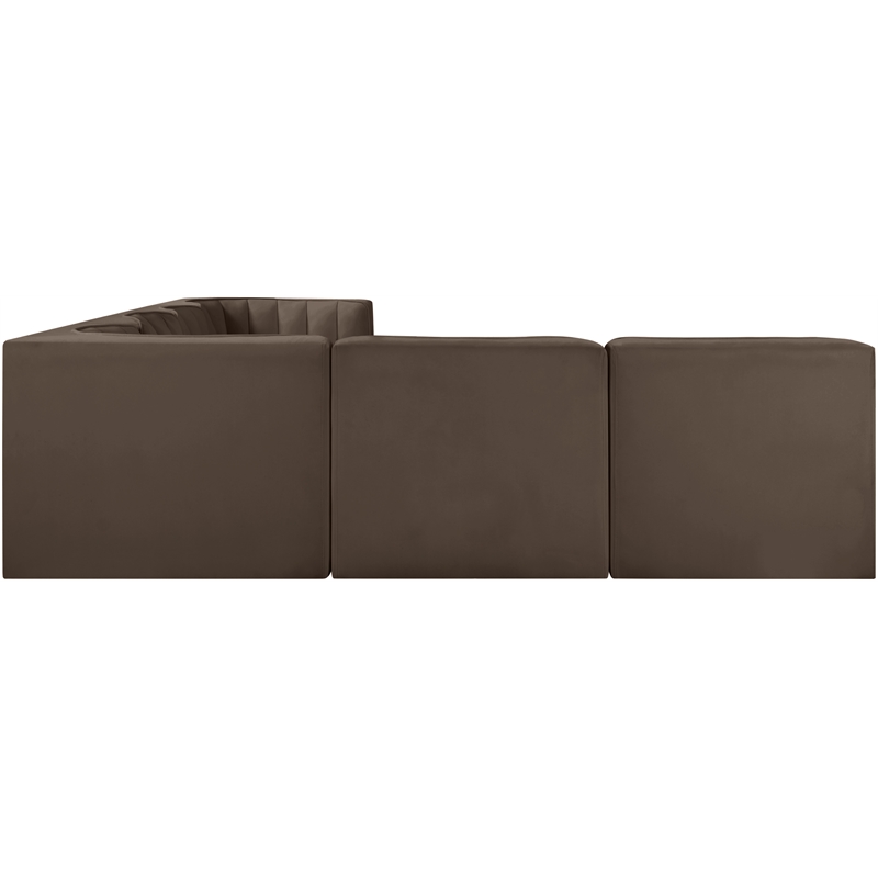 Meridian Furniture Rummi Brown Velvet Performance Fabric 6pc. Modular Sectional
