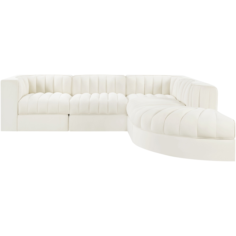 Meridian Furniture Rummi Cream Velvet Performance Fabric 5pc. Modular Sectional