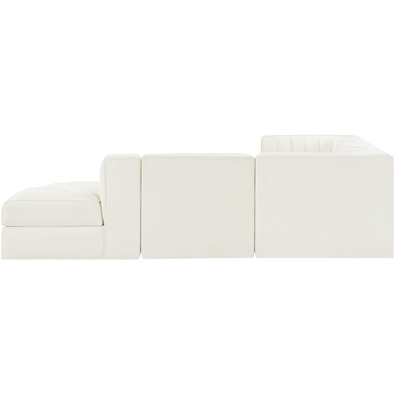 Meridian Furniture Rummi Cream Velvet Performance Fabric 5pc. Modular Sectional