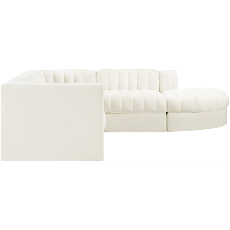 Meridian Furniture Rummi Cream Velvet Performance Fabric 5pc. Modular Sectional