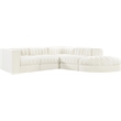 Meridian Furniture Rummi Cream Velvet Performance Fabric 5pc. Modular Sectional