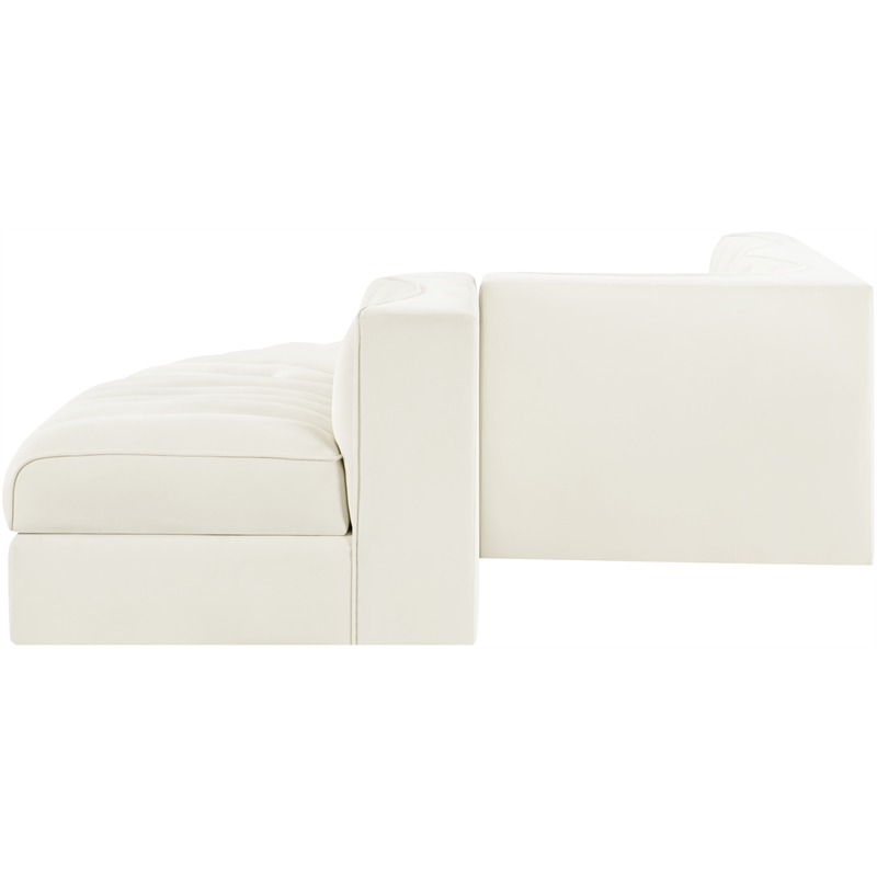 Meridian Furniture Rummi Cream Velvet Performance Fabric 5pc. Modular Sectional