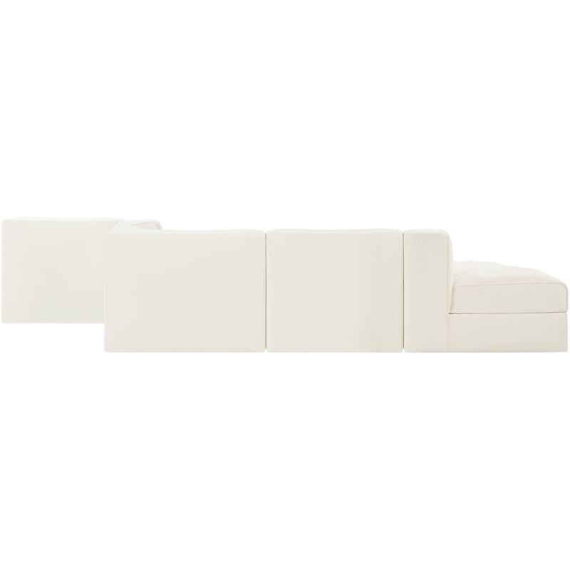 Meridian Furniture Rummi Cream Velvet Performance Fabric 5pc. Modular Sectional