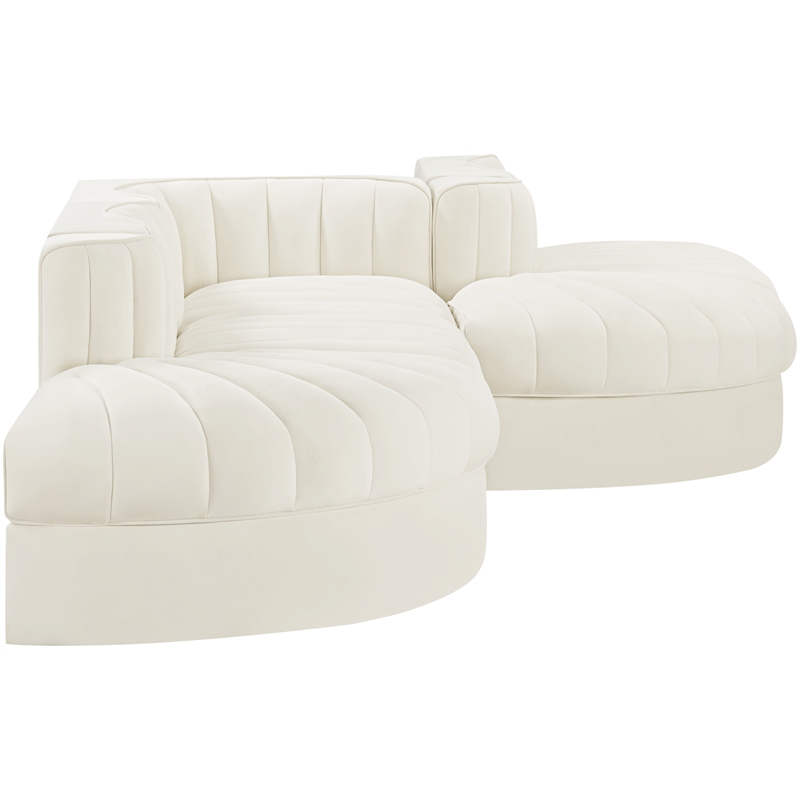 Meridian Furniture Rummi Cream Velvet Performance Fabric 5pc. Modular Sectional