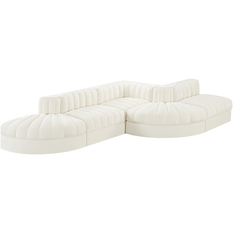 Meridian Furniture Rummi Cream Velvet Performance Fabric 5pc. Modular Sectional