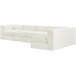 Meridian Furniture Rummi Cream Velvet Performance Fabric 5pc. Modular Sectional