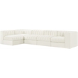 Meridian Furniture Rummi Cream Velvet Performance Fabric 5pc. Modular Sectional