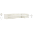 Meridian Furniture Rummi Cream Velvet Performance Fabric 5pc. Modular Sectional