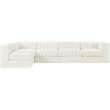 Meridian Furniture Rummi Cream Velvet Performance Fabric 5pc. Modular Sectional