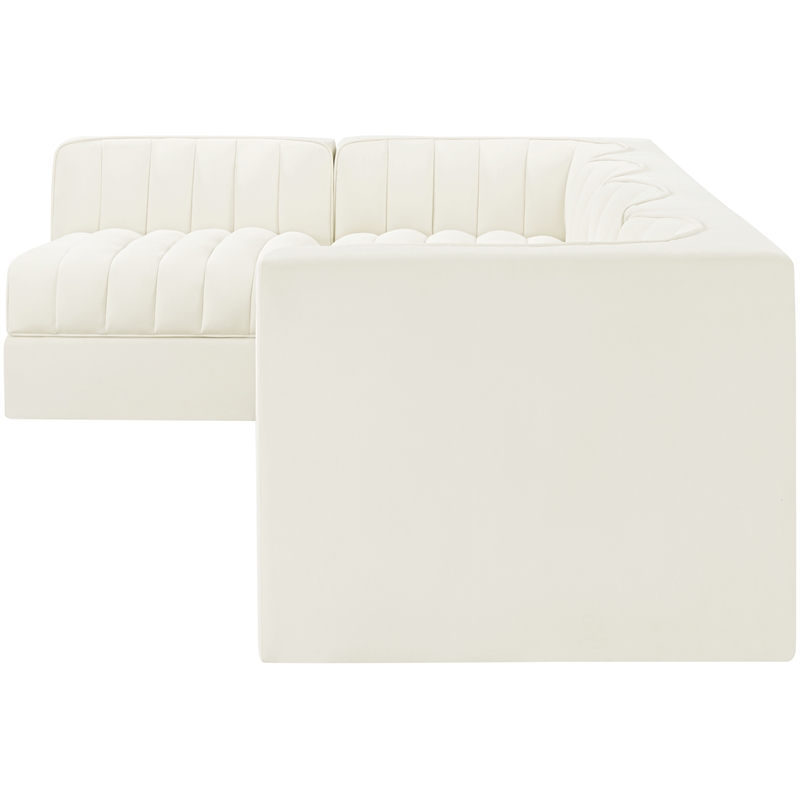Meridian Furniture Rummi Cream Velvet Performance Fabric 5pc. Modular Sectional