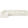 Meridian Furniture Rummi Cream Velvet Performance Fabric 5pc. Modular Sectional