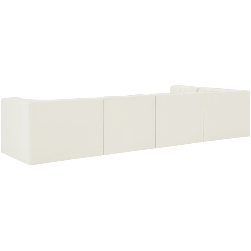Meridian Furniture Rummi Cream Velvet Performance Fabric 5pc. Modular Sectional