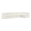 Meridian Furniture Rummi Cream Velvet Performance Fabric 5pc. Modular Sectional