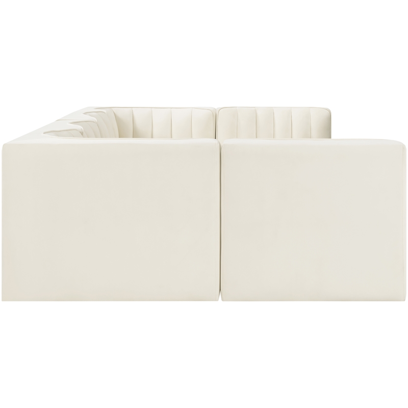 Meridian Furniture Rummi Cream Velvet Performance Fabric 6pc. Modular Sectional
