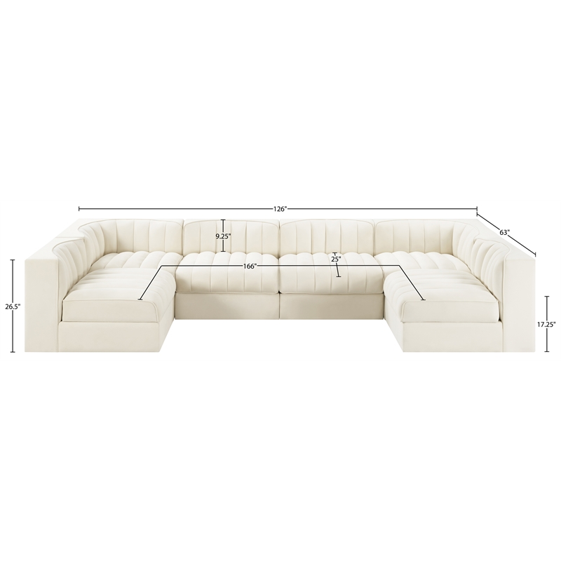 Meridian Furniture Rummi Cream Velvet Performance Fabric 6pc. Modular Sectional