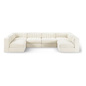 Meridian Furniture Rummi Cream Velvet Performance Fabric 6pc. Modular Sectional