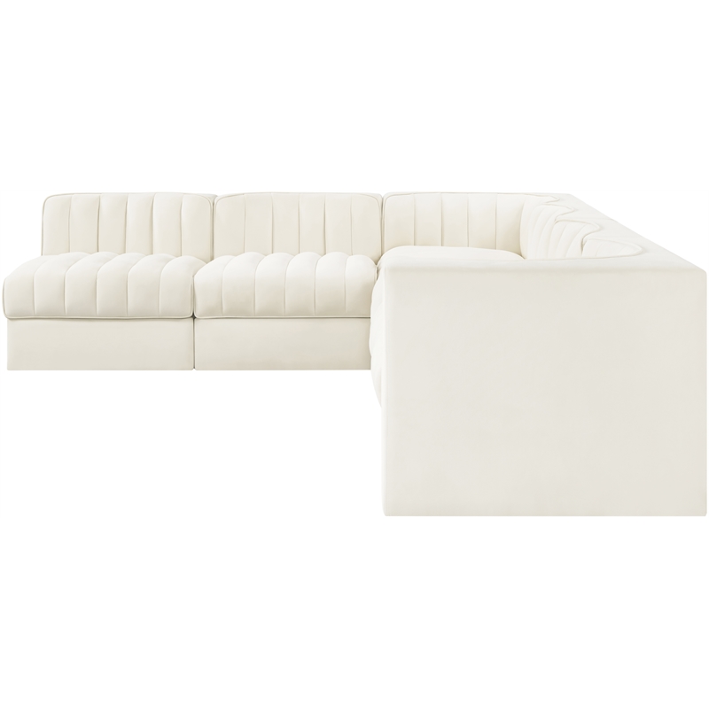 Meridian Furniture Rummi Cream Velvet Performance Fabric 6pc. Modular Sectional