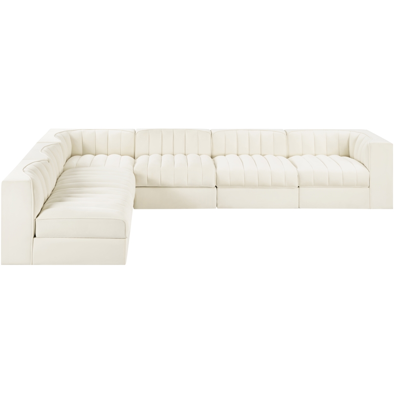 Meridian Furniture Rummi Cream Velvet Performance Fabric 6pc. Modular Sectional