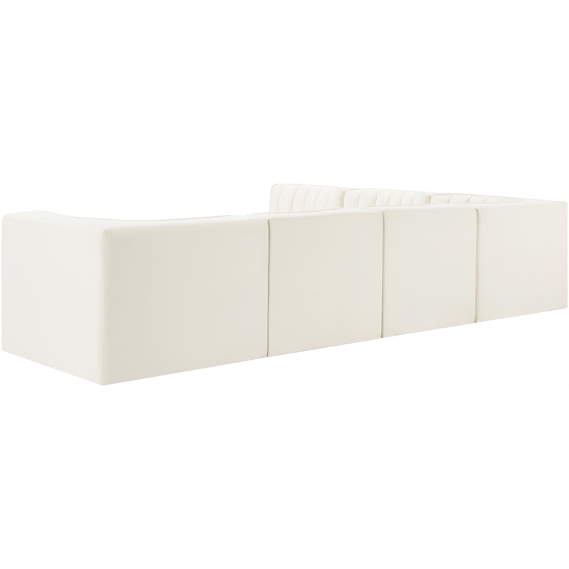 Meridian Furniture Rummi Cream Velvet Performance Fabric 6pc. Modular Sectional