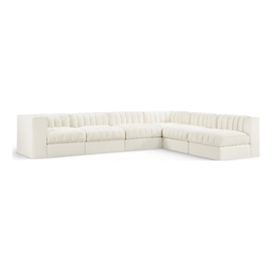 Meridian Furniture Rummi Cream Velvet Performance Fabric 6pc. Modular Sectional