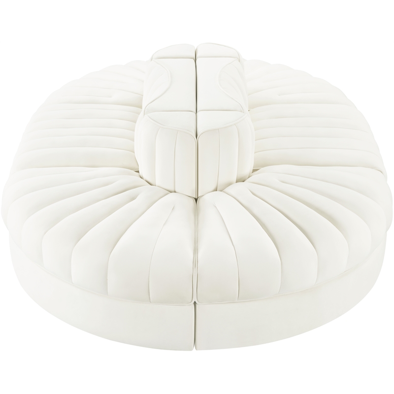 Meridian Furniture Rummi Cream Velvet Performance Fabric 6pc. Modular Sectional