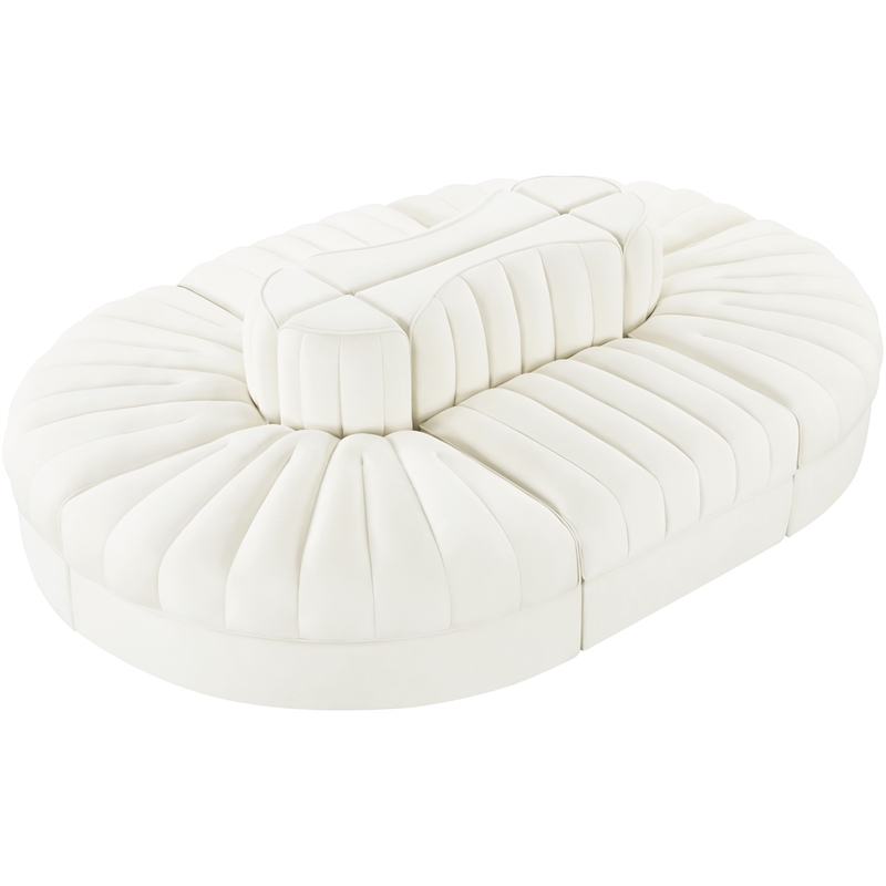 Meridian Furniture Rummi Cream Velvet Performance Fabric 6pc. Modular Sectional