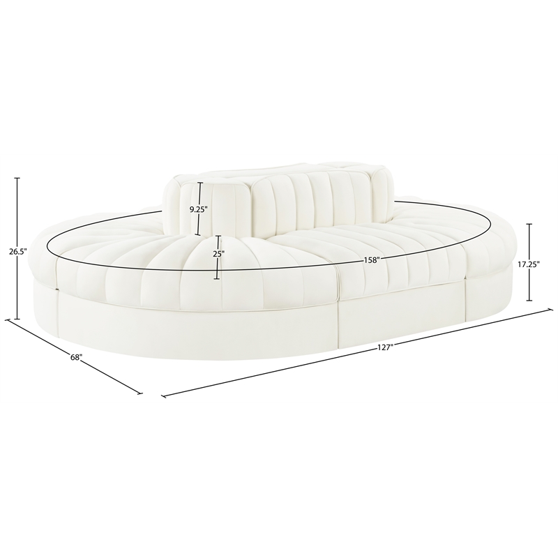 Meridian Furniture Rummi Cream Velvet Performance Fabric 6pc. Modular Sectional