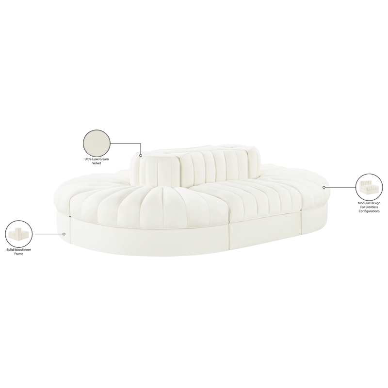 Meridian Furniture Rummi Cream Velvet Performance Fabric 6pc. Modular Sectional